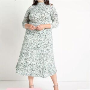 Eloquii Slashed Shoulder Mesh Dress